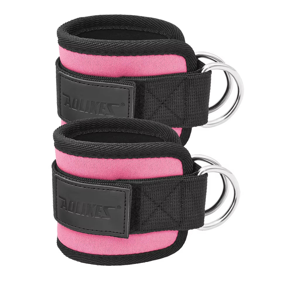 Adjustable D-Ring Ankle Straps for Cable Machines-Comfortable Ankle Cuffs for Glute&Leg Muscle Strength Training in Gym