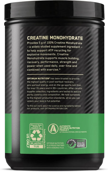 Optimum Nutrition Micronized Creatine Monohydrate Powder, Unflavored, 120 Servings, 600 Grams