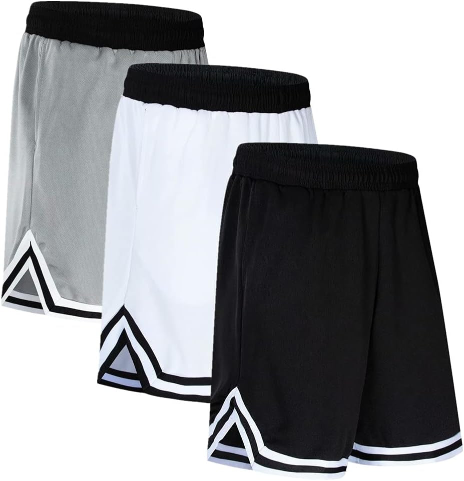 3 Pack Basketball Shorts for Men with Zipper Pockets,Active Athletic Shorts