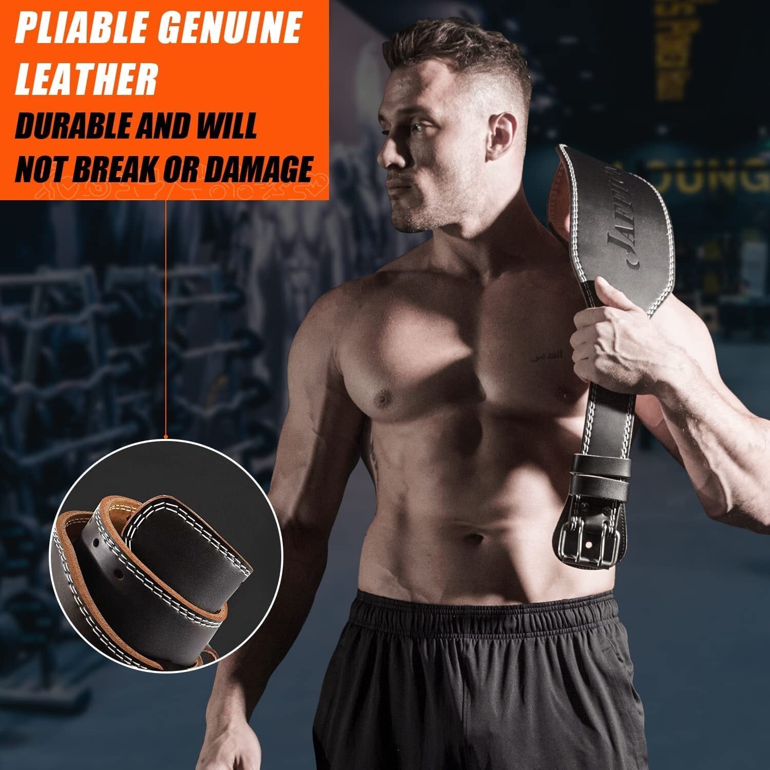 Genuine Leather Weight Lifting Belt for Men Gym Weight Belt Lumbar Back Suppo...