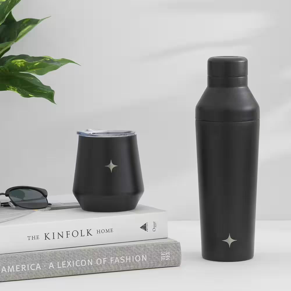 20 Oz. Black Vacuum Insulated Stainless Steel Cocktail Protein Shaker