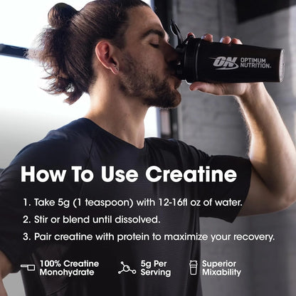 Optimum Nutrition Micronized Creatine Monohydrate Powder, Unflavored, 120 Servings, 600 Grams