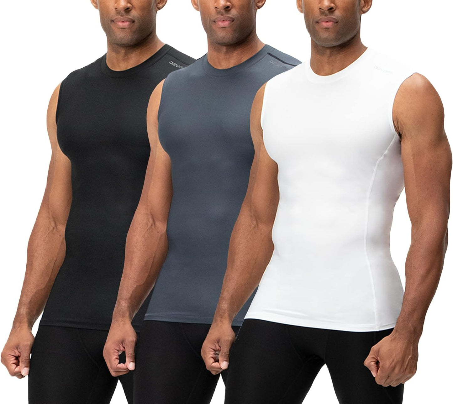 3 Pack Men'S Athletic Compression Shirts Sleeveless