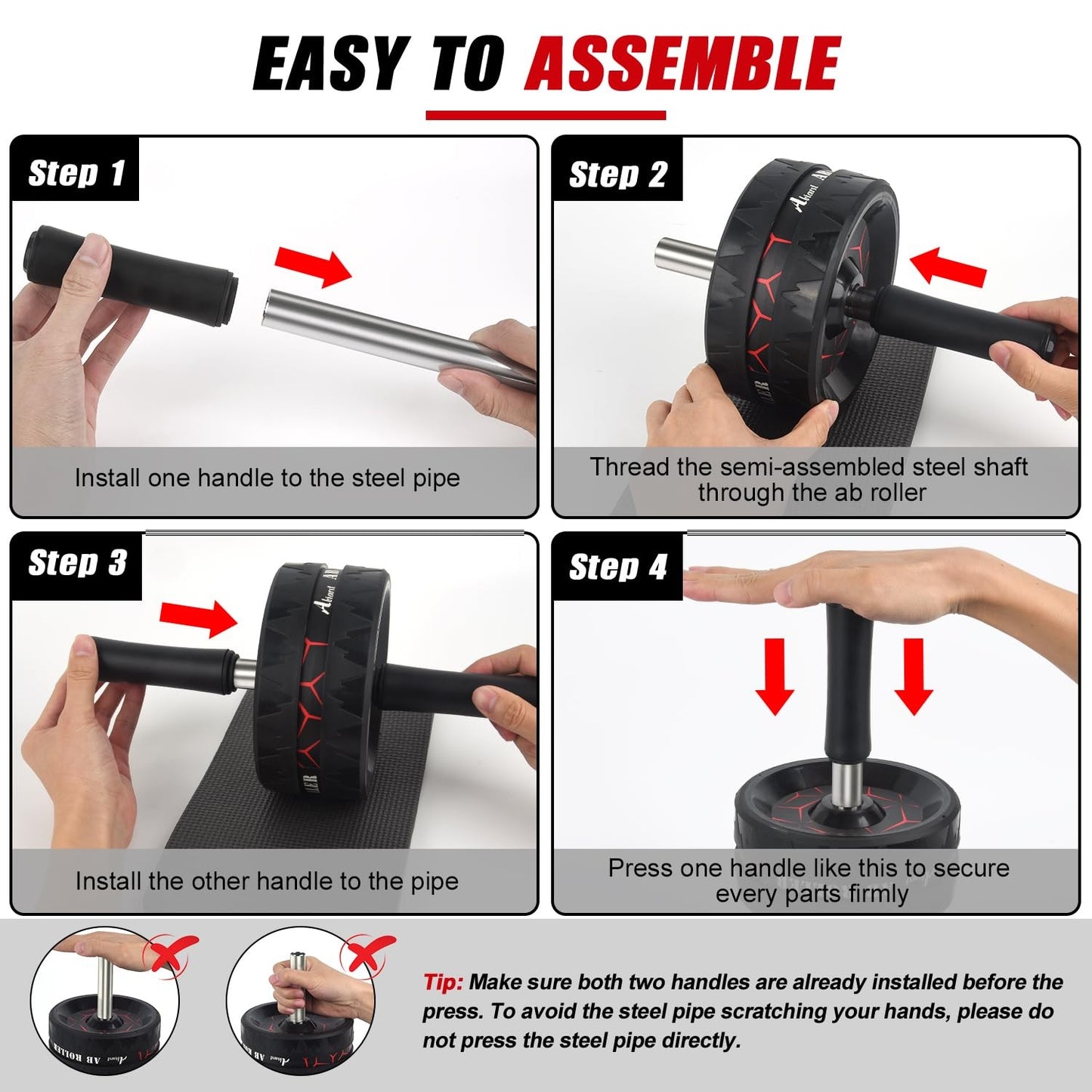 Abiarst Ab Roller Wheel, Abs Workout Equipment for Abdominal & Core Strength ...