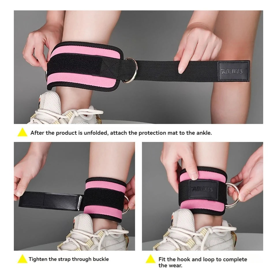 Adjustable D-Ring Ankle Straps for Cable Machines-Comfortable Ankle Cuffs for Glute&Leg Muscle Strength Training in Gym
