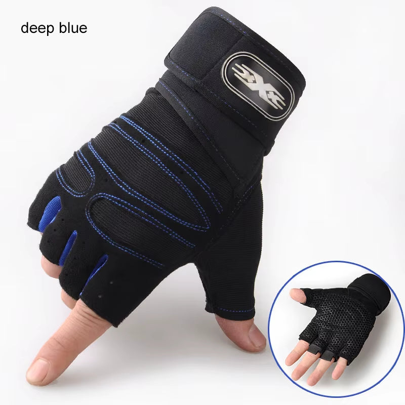 Men Gym Gloves Weightlifting Bodybuilding Training Fitness Sports Gloves Non-Slip Gym Straps Crossfit Pullup Palm Protector