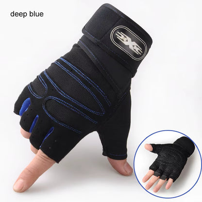 Men Gym Gloves Weightlifting Bodybuilding Training Fitness Sports Gloves Non-Slip Gym Straps Crossfit Pullup Palm Protector