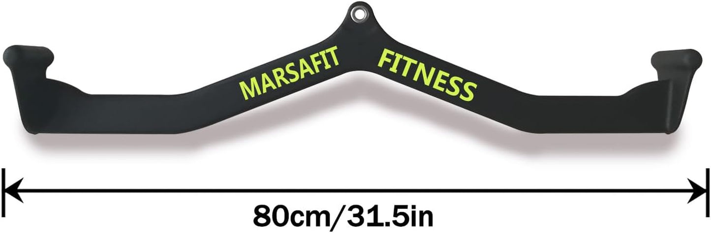 Home Gym Fitness Rowing T-Bar V-Bar Pulley Cable Machine Attachment, Bicep Curl Tricep LAT Pulldown Bar Back Strength Training Handle Grips LAT Pull down Bar for Seat Row Workout