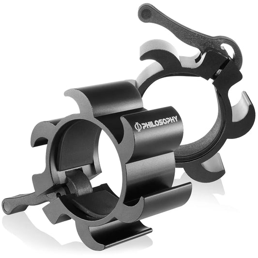 Philosophy Gym Locking Aluminum Barbell Collars, Anti-Slip 2" Olympic Weight Clamps - Quick Release Collar Clips Pair